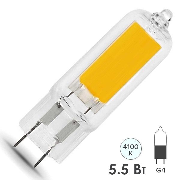 Лампа светодиодная Gauss Black G4 5.5W 4100K 230V 500lm Glass