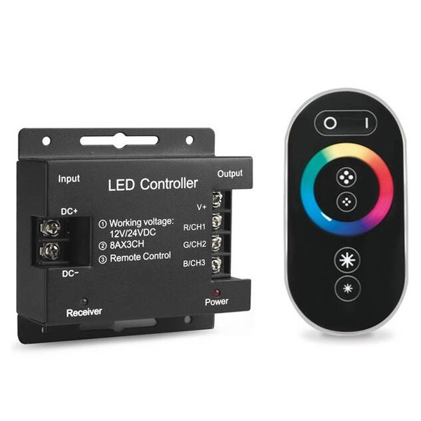 Контроллер Gauss для RGB 288W 24А с сенсорным пультом управления цветом черный IP20