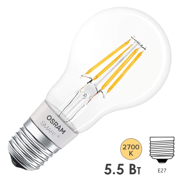 Светодиодная лампа LEDVANCE SMART+ Filament Classic DIM 50 5.5W 2700K E27