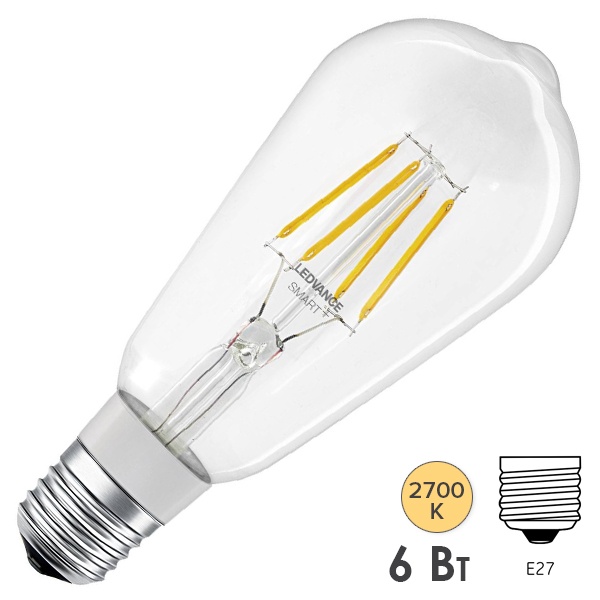 Светодиодная лампа LEDVANCE SMART+ Filament Edison DIM 6W (замена 60W) 2700K E27