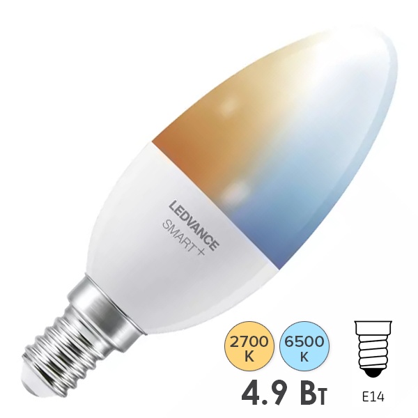 Светодиодная лампа LEDVANCE SMART+ Candle Tunable White 5W (замена 40W) 2700-6500K E14