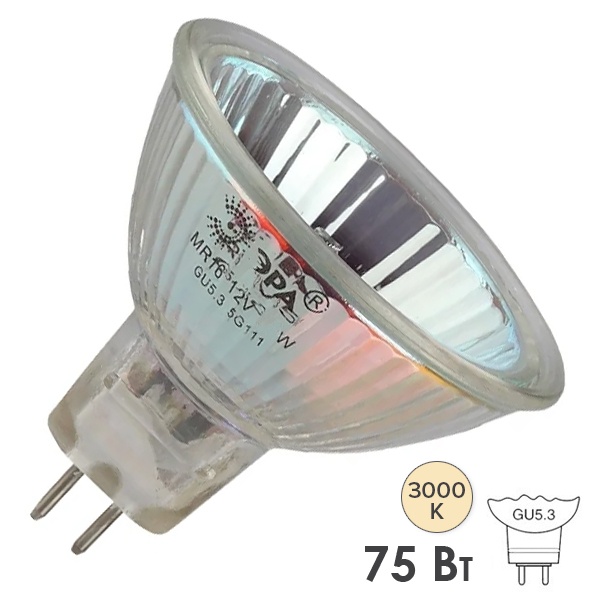 Лампа галогенная ЭРА JCDR MR16 75W 230V GU5.3 CL софит нейтральный (5055287100450)