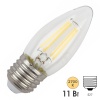 Лампа филаментная свеча ЭРА F-LED B35 11W 827 E27 11W теплый белый свет
