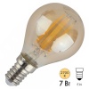 Лампа филаментная шарик ЭРА F-LED P45 7W 827 E14 золотистый теплый белый свет