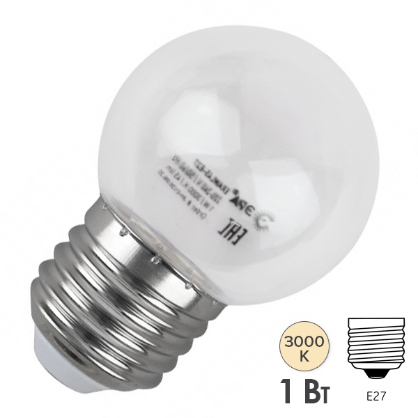 Лампа светодиодная ЭРА STD ERAWL45-E27 1W шар прозрачный для белт-лайт