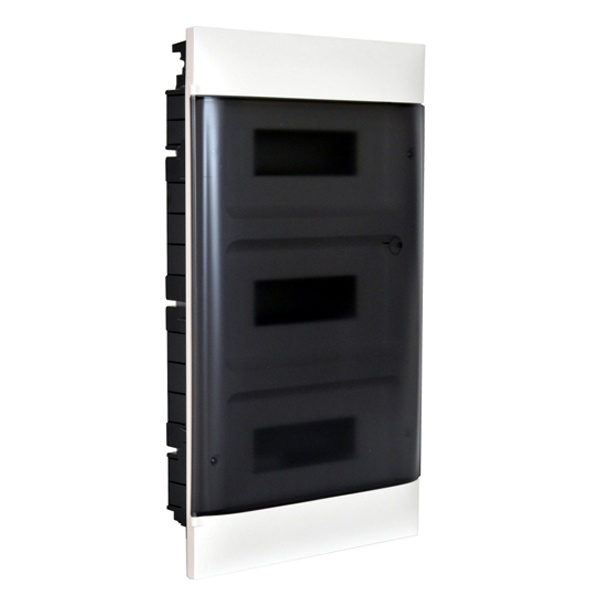 Пластиковый щиток Practibox S встраиваемый (в полые стены) 3X12м с шинами N+PE дымчатая дверь