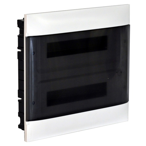 Пластиковый щиток Practibox S встраиваемый (в полые стены) 2X18м с шинами N+PE дымчатая дверь