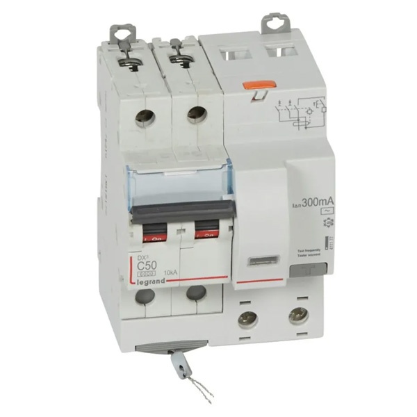 Дифференциальный автомат 2P C50A 300мА тип AC однофазный электромеханический 6кА DX3 Legrand (дифавтомат, АВДТ)