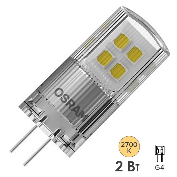 Лампа светодиодная Osram PARATHOM 20 2W/827 G4 12V DIM 200Lm d15x40mm