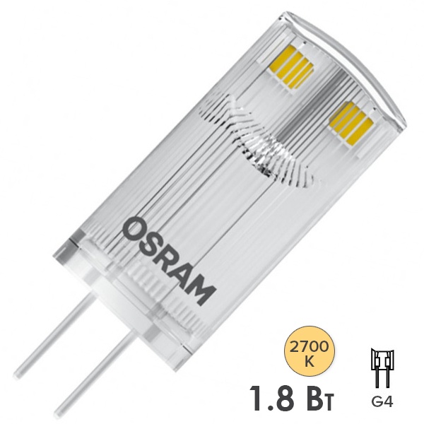 Лампа светодиодная Osram PARATHOM 20 1.8W/827 G4 12V 200Lm d13x36mm