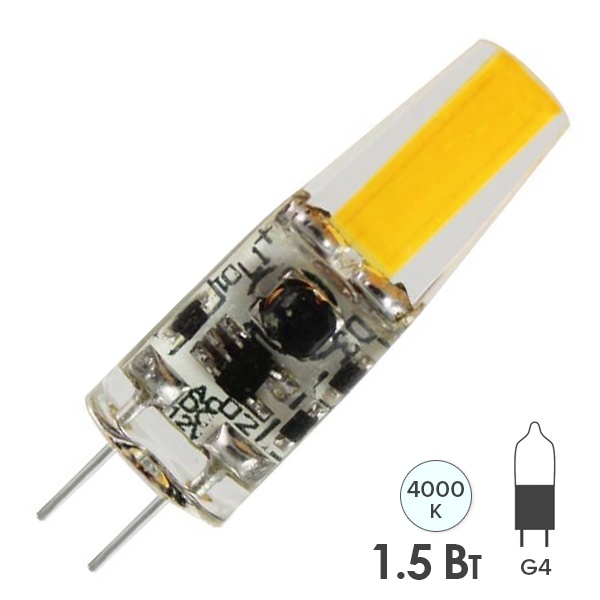 Лампа светодиодная TDM G4 1,5W AC/DC 12V 4000K COB 9,5х36мм