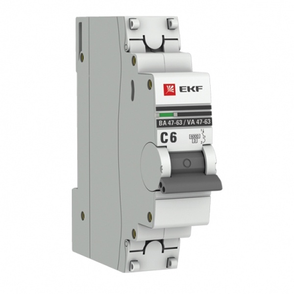 Автоматический выключатель 1P 6А (C) 6кА ВА 47-63 EKF PROxima (автомат электрический)