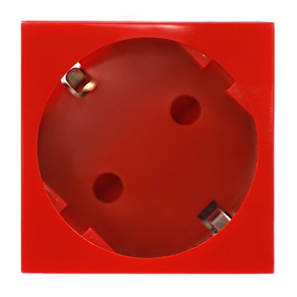 Розетка 2К+З безвинтовой зажим со шторками 45 град. (45х45мм) Donel красный