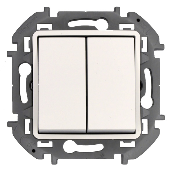 Переключатель двухклавишный Legrand Inspiria белый