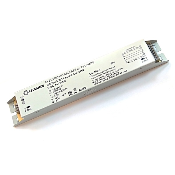 ЭПРА LEDVANCE ECG T8 2x15W 220-240V для Т8 УФ/ЛЮМ лампы L238x36x30mm IP20