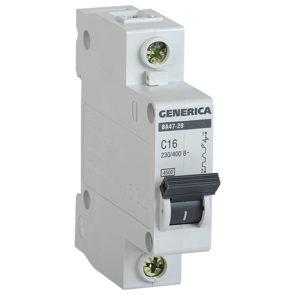 Автоматический выключатель GENERICA ВА 47-29 1Р 20А 4,5кА характеристика С ИЭК (автомат электрический)
