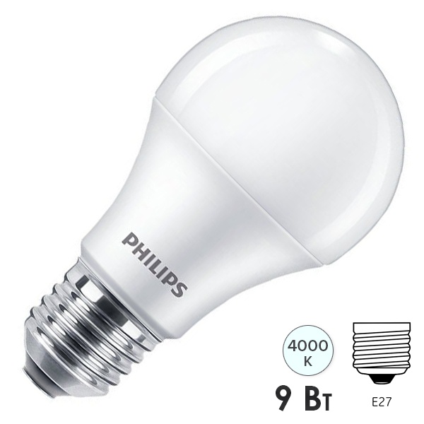 Лампа светодиодная Philips Ecohome LEDBulb A60 9W (80W) E27 4000K 220V 720lm белый свет