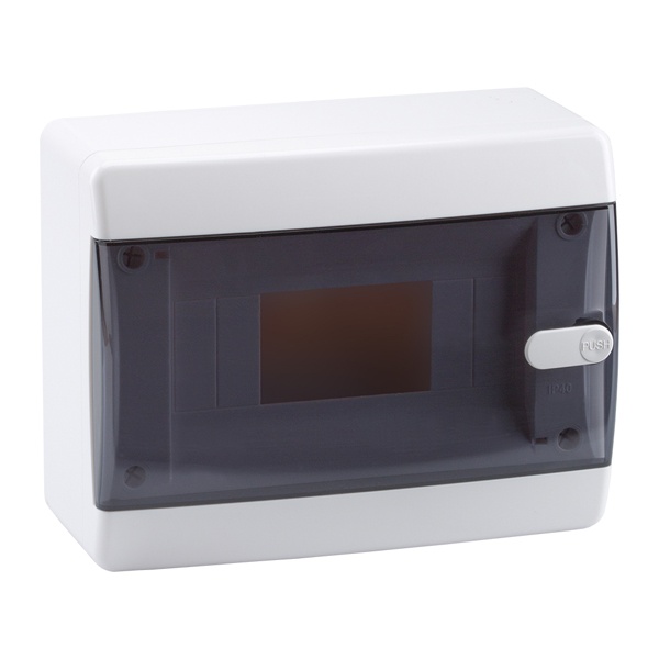 Щит навесной КЭАЗ 8 (1x8) модулей IP41 прозрачная черная дверца OptiBox P-CNK-1-08-IP41 (электрический шкаф)