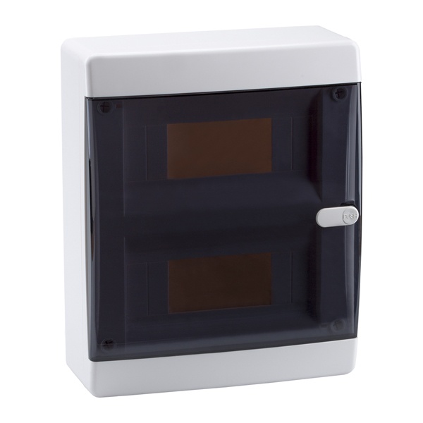 Щит навесной КЭАЗ 18 (2x9) модулей IP41 прозрачная черная дверца OptiBox P-CNK-1-18-IP41 (электрический шкаф)