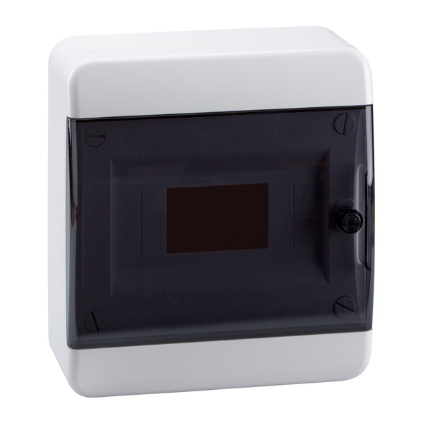 Щит навесной КЭАЗ 8 (1x8) модулей IP41 прозрачная черная дверца OptiBox P-BNK-2-08-IP41 (электрический шкаф)