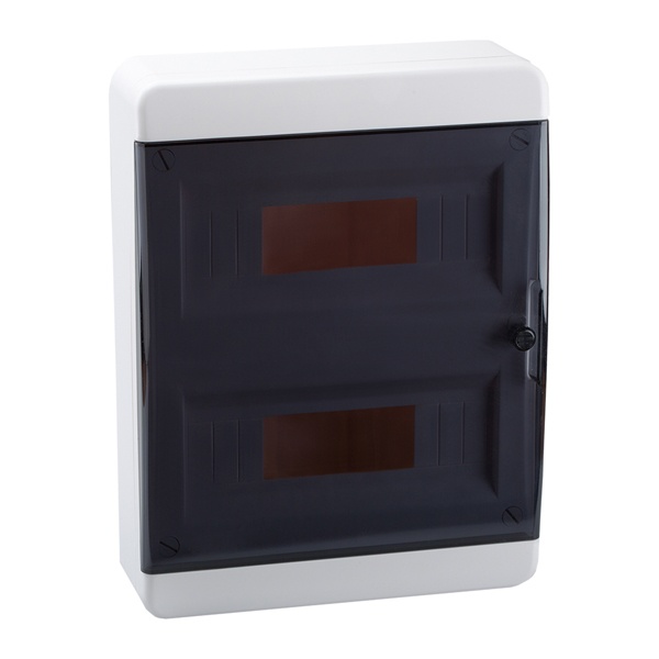 Щит навесной КЭАЗ 24 (2x12) модулей IP41 прозрачная черная дверца OptiBox P-BNK-2-24-IP41 (электрический шкаф)