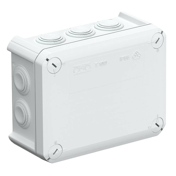 Коробка распределительная 150x116х67 мм влагозащищенная белая IP66 T100 10хМ25 OBO Bettermann