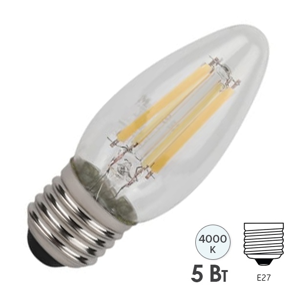 Лампа филаментная свеча Osram LED STAR CL B60 5W/840 600Lm E27 Filament 230V