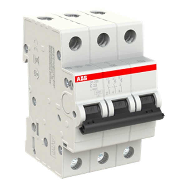 Автоматический выключатель ABB 3-полюсный SH203 C20 6кА (автомат электрический)