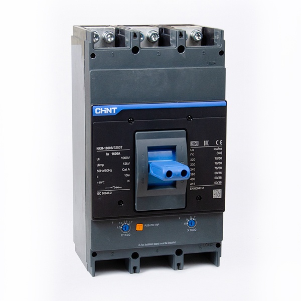 Автоматический выключатель NXM-1600S/3Р 1600A 50кА с регулируемым расцепителем CHINT (автомат электрический)