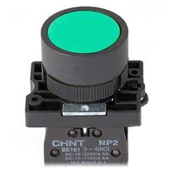 Кнопка управления NP2-EA31 без подсветки зеленая 1НО d22мм IP40 CHINT