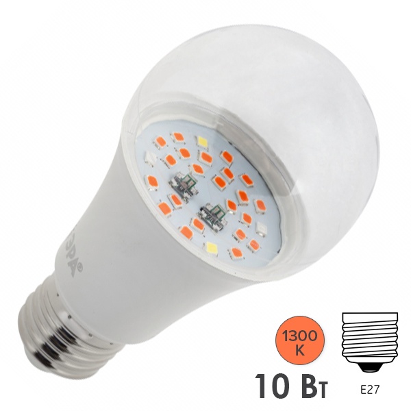 Лампа светодиодная для растений рассады ЭРА FITO-10W-RB-E27 10W 220V E27 RB d60х120mm 264842
