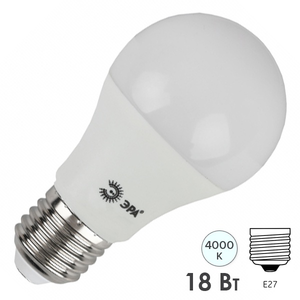 Лампа светодиодная груша ЭРА RED LINE LED A65 18W 840 E27 R белый свет (5056396290148)