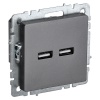 Зарядка USB A+A 3,1А IEK BRITE сталь (РЮ10-1-БрС)