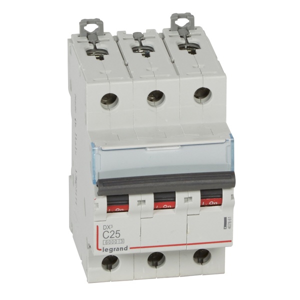 Автоматический выключатель Legrand DX3 3П C25A 6/10kA 3 модуля (автомат) (автомат электрический)
