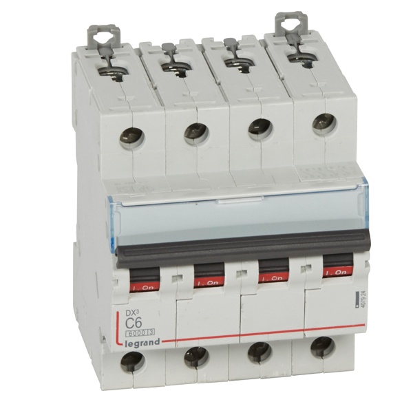 Автоматический выключатель Legrand DX3 4П C6A 6/10kA 4 модуля (автомат) (автомат электрический)