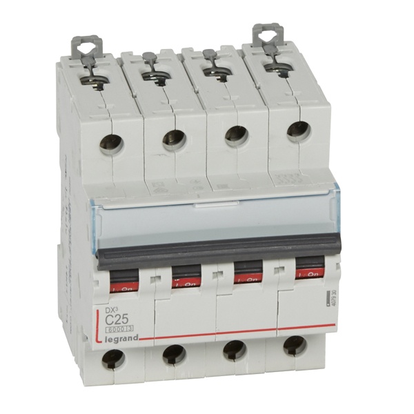 Автоматический выключатель Legrand DX3 4П C25A 6/10kA 4 модуля (автомат) (автомат электрический)