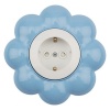 Розетка одноместная KRANZ HAPPY Цветок скрытой установки, с заземлением и шторками, белый/голубой