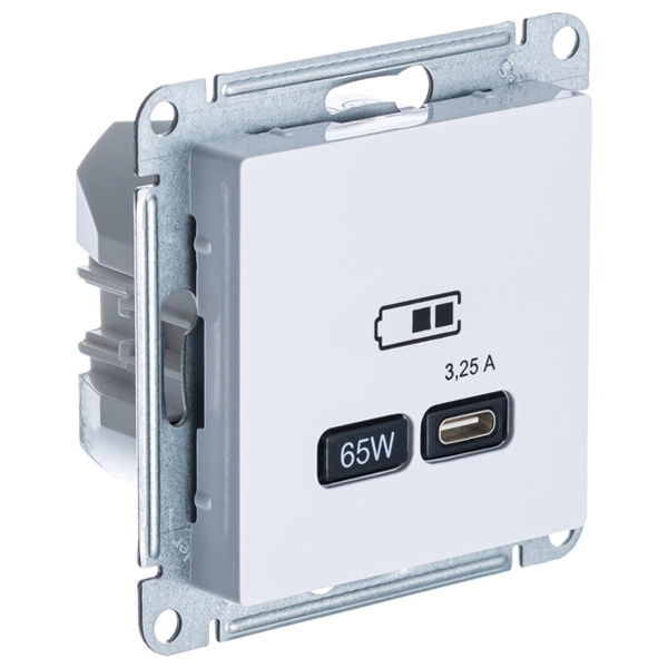 Зарядка USB тип С 65W высокоскоростная зарядка QC, PD,SE AtlasDesign, белый