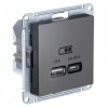 Зарядка USB тип А + тип С 45W высокоскоростная зарядка QC, PD,SE AtlasDesign, сталь