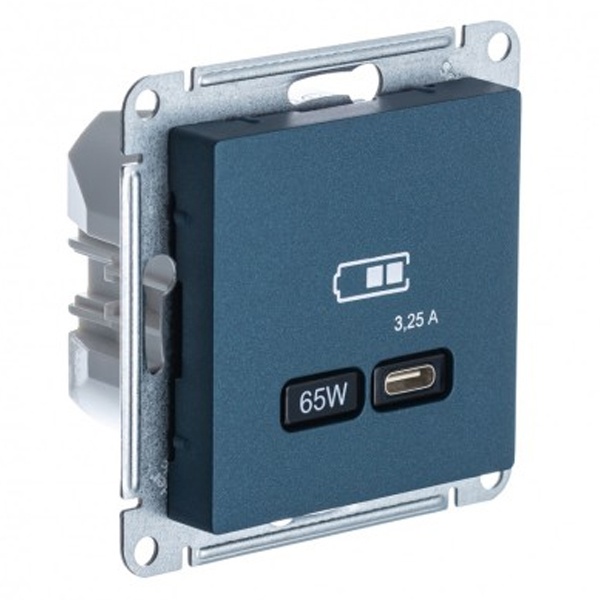 Зарядка USB тип С 65W высокоскоростная зарядка QC, PD,SE AtlasDesign, изумруд