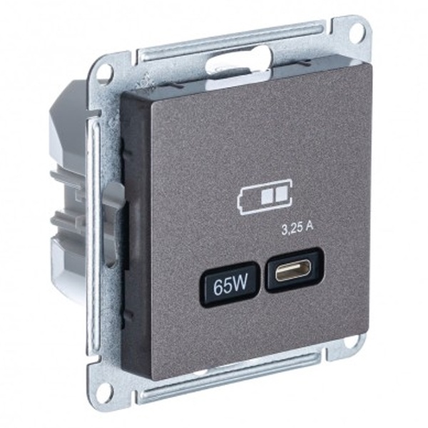 Зарядка USB тип С 65W высокоскоростная зарядка QC, PD,SE AtlasDesign, мокко