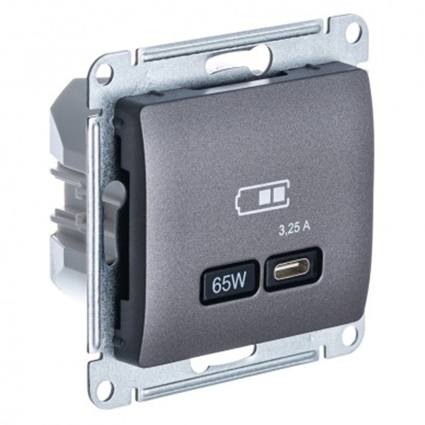 Зарядка USB тип С 65W высокоскоростная зарядка QC, PD,SE Glossa, графит