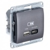 Зарядка USB тип А + тип С 45W высокоскоростная зарядка QC, PD,SE Glossa, графит