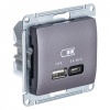 Зарядка USB тип А + тип С 45W высокоскоростная зарядка QC, PD,SE Glossa, сиреневый туман