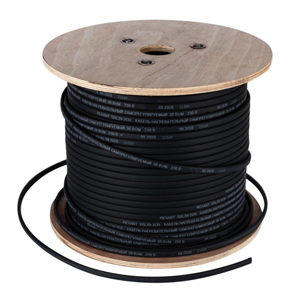 Саморегулирующийся греющий кабель 30КНС 2ЛП-ЭЛ-65/85 (UV) (30Вт/1м) бухта 200м экранированный REXANT
