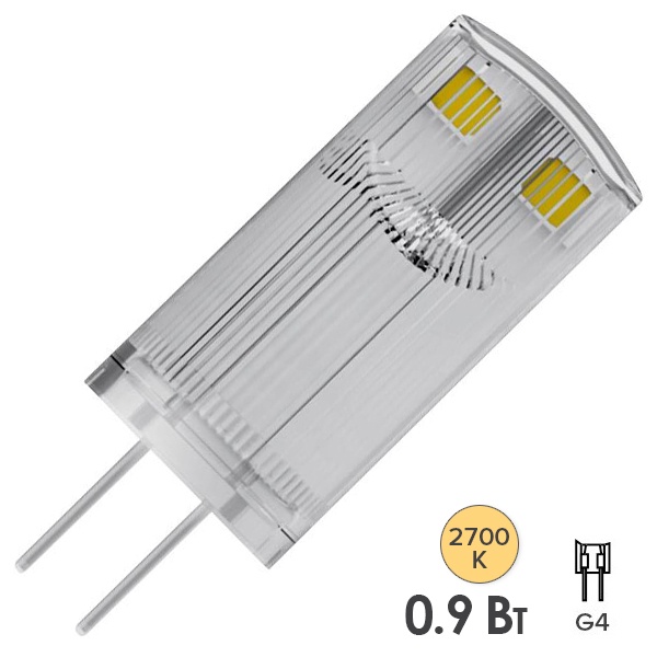 Лампа светодиодная Osram LED PPIN 10 0.9W/827 12V G4 100Lm d12x33mm