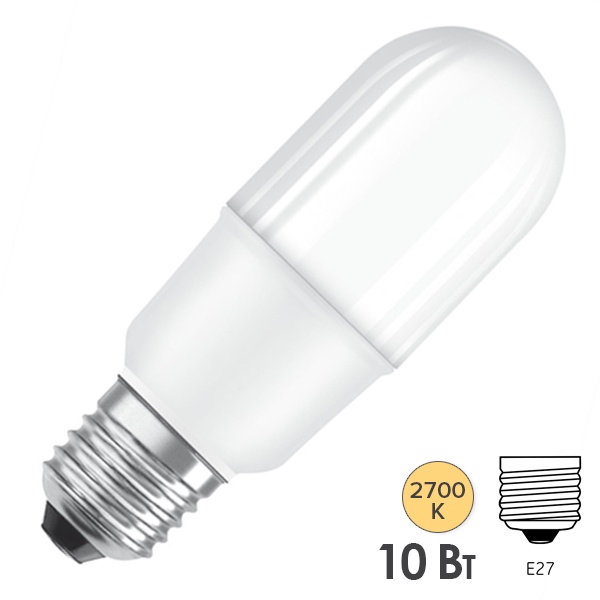 Лампа Osram STICK 10W/827 (75W) FR E27 1050Lm d38x114mm