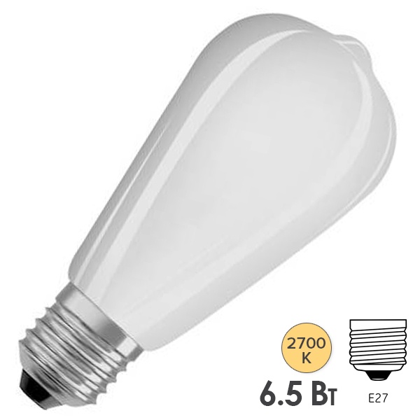 Лампа филаментная Osram LEDISON ST64 6,5W/827 (60W) FR 230V E27