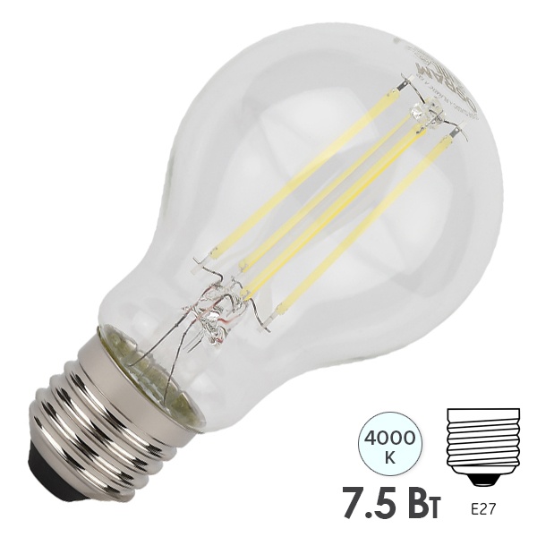 Лампа филаментная Osram LED STAR CL A 7,5W/840 (100W) CL 230V E27