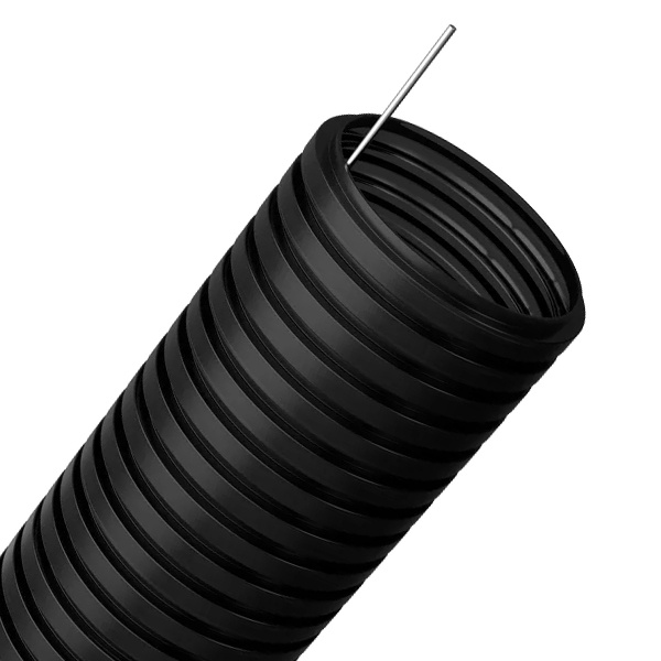 Труба гофрированная ПНД 16 мм гибкая с протяжкой черная [бухта 10м] IEK (гофра для кабеля)